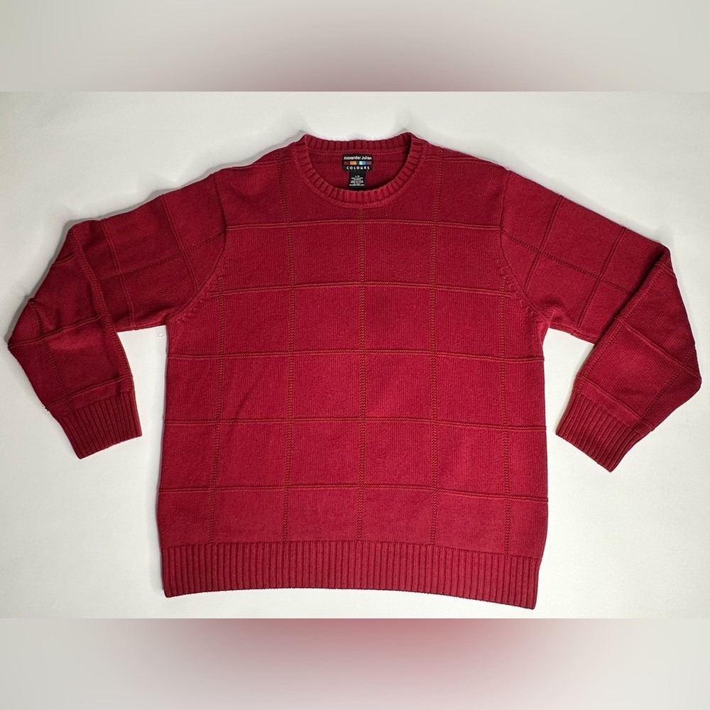 Alexander Julian Colours Men's Round Neck Sweater, Pullover Size L Maroon